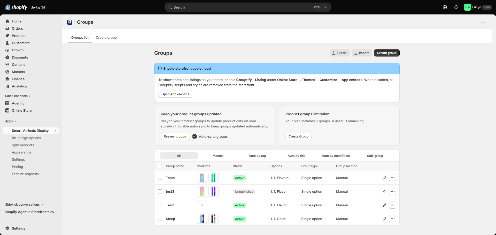 Smart Variants Display Dashboard