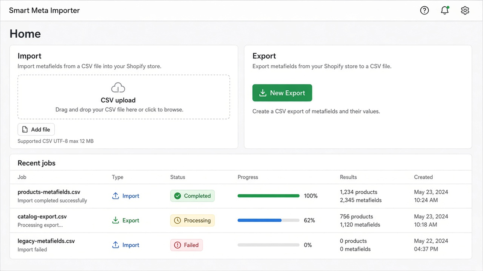 Placeholder preview of the Smart Meta Importer dashboard