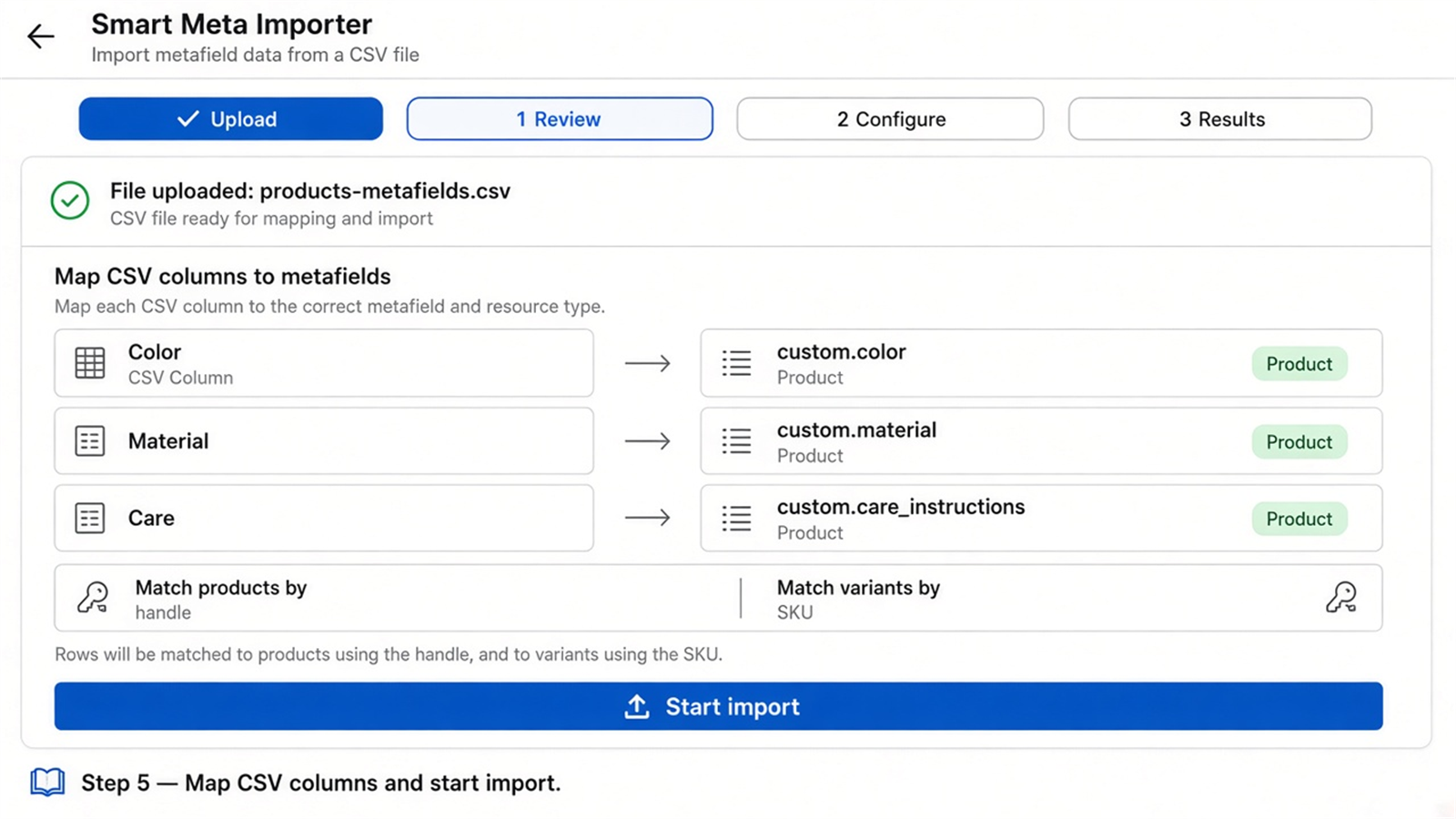 Placeholder for CSV column mapping UI