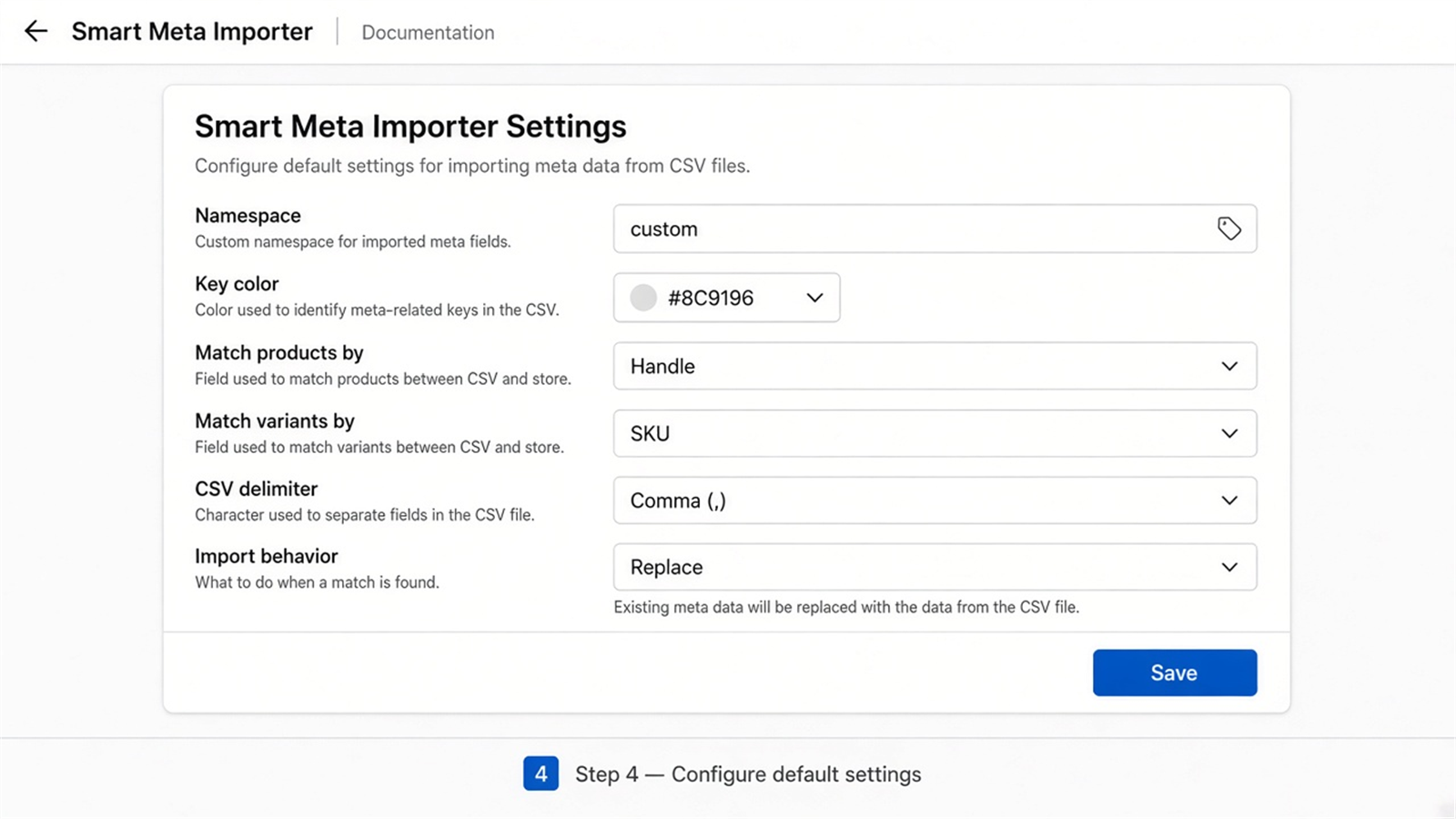 Placeholder for product match key setting