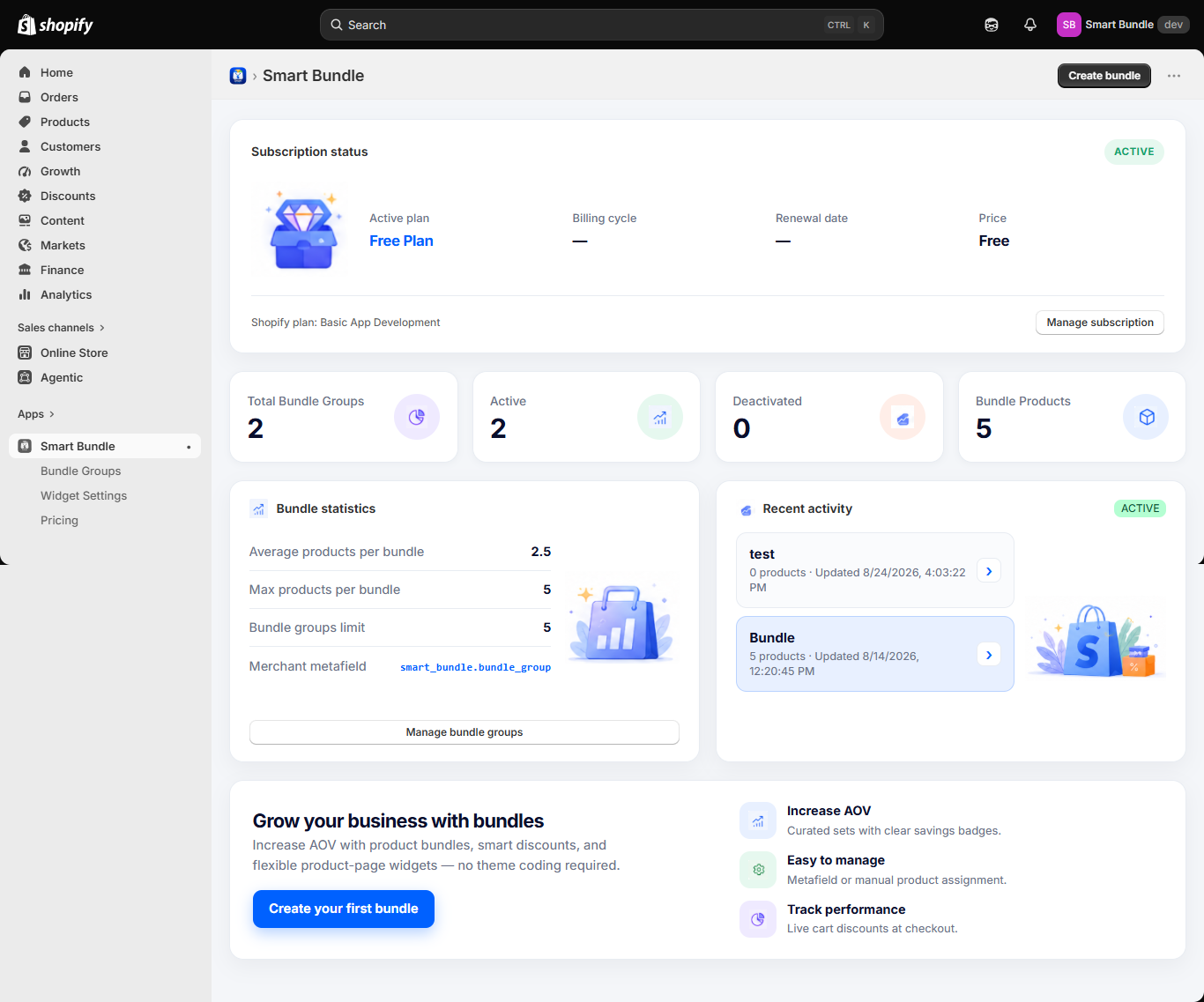 Smart Bundle Dashboard