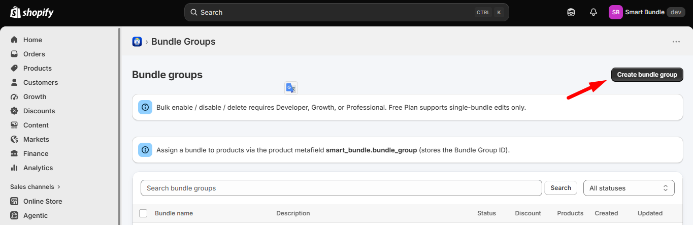 Create bundle group
