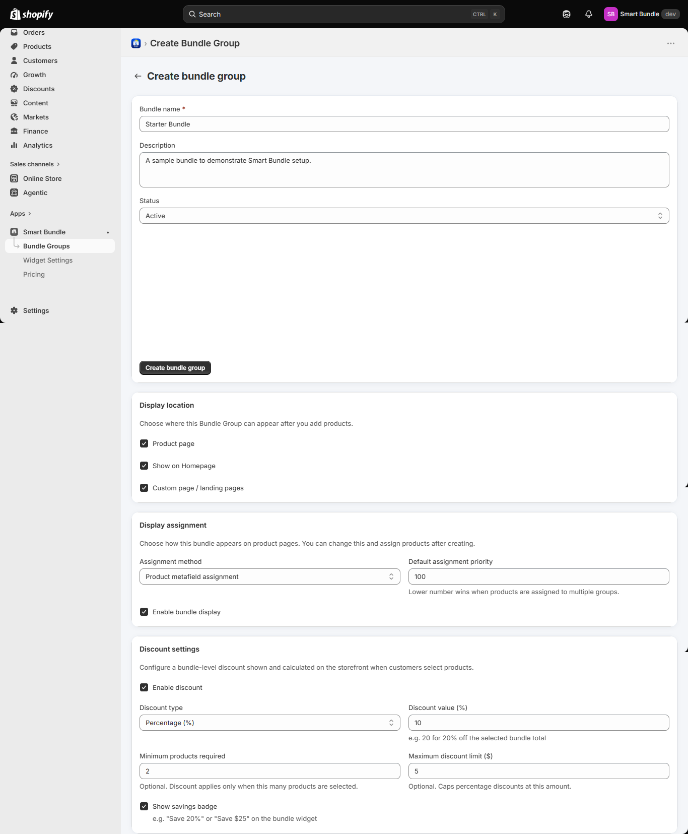 Fill bundle form