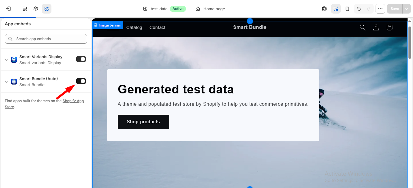Enable Smart Bundle App embed